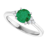 10K Gold Oval Lab-Grown Emerald & Lab-Grown Diamond Accented Ring – 6x4mm - White Gold - view 5