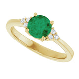 10K Gold Oval Lab-Grown Emerald & Lab-Grown Diamond Accented Ring – 6x4mm - Yellow Gold - view 5