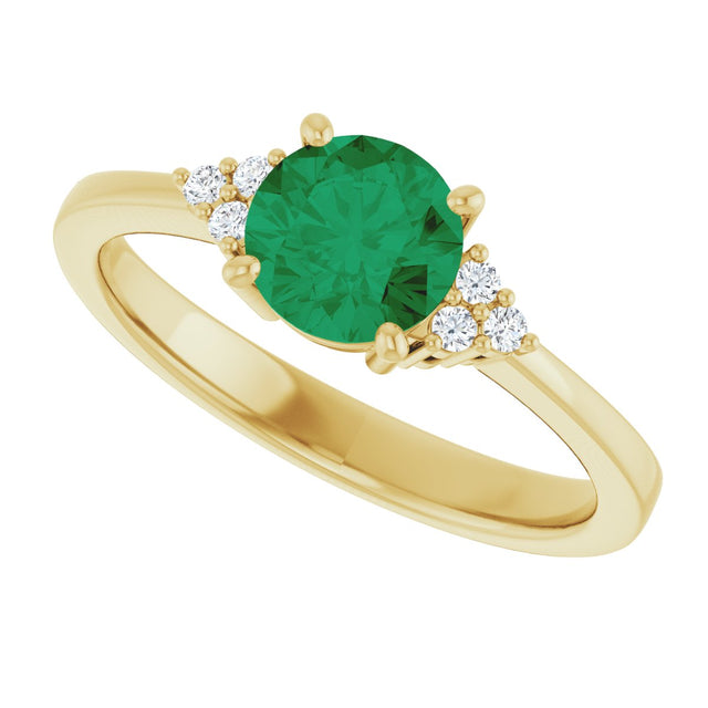 10K Gold Oval Lab-Grown Emerald & Lab-Grown Diamond Accented Ring – 6x4mm - Yellow Gold - view 5