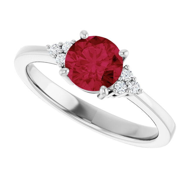 10K Gold Oval Lab-Grown Ruby & Lab-Grown Diamond Accented Ring – 6x4mm - White Gold - view 5