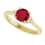 10K Gold Oval Lab-Grown Ruby & Lab-Grown Diamond Accented Ring – 6x4mm - Yellow Gold - view 5