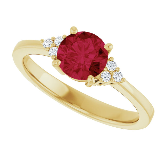 10K Gold Oval Lab-Grown Ruby & Lab-Grown Diamond Accented Ring – 6x4mm - Yellow Gold - view 5