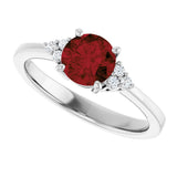 10K Gold Oval Natural Mozambique Garnet & Lab-Grown Diamond Accented Ring – 6x4mm - White Gold - view 5