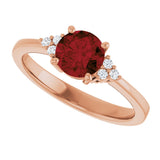 14K Gold Oval Natural Mozambique Garnet & Lab-Grown Diamond Accented Ring – 6x4mm - Rose Gold - view 5