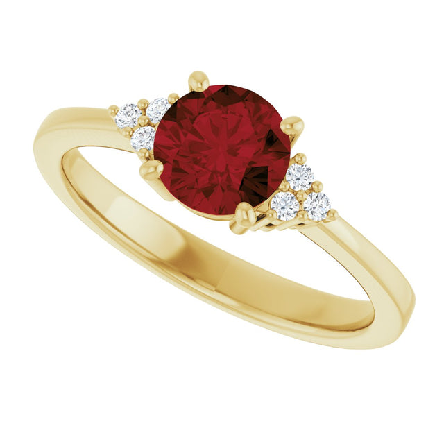 10K Gold Oval Natural Mozambique Garnet & Lab-Grown Diamond Accented Ring – 6x4mm - Yellow Gold - view 5