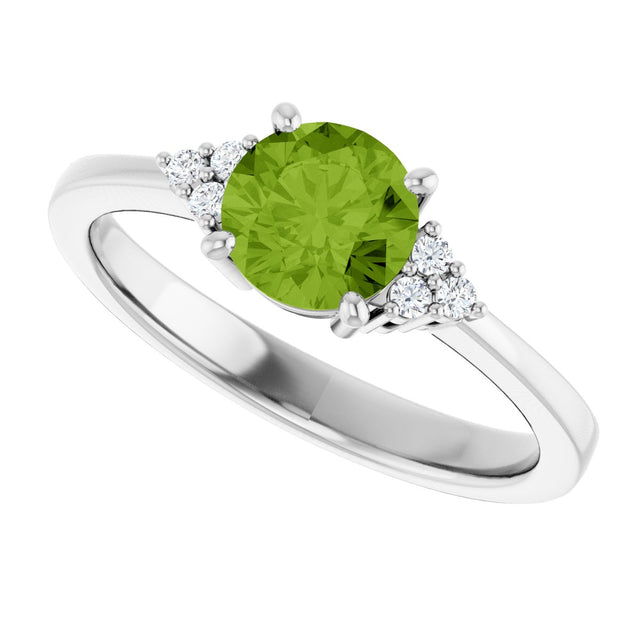 10K Gold Oval Natural Peridot & Lab-Grown Diamond Accented Ring – 6x4mm - White Gold - view 5