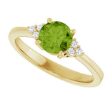 10K Gold Oval Natural Peridot & Lab-Grown Diamond Accented Ring – 6x4mm - Yellow Gold - view 5