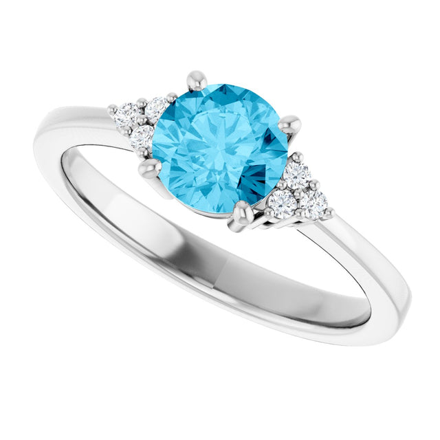 10K Gold Oval Lab-Grown Diamond Accented Ring - White Gold - view 5