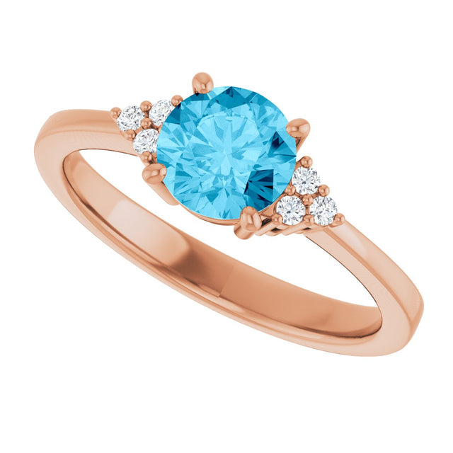 14K Gold Oval Lab-Grown Diamond Accented Ring - Rose Gold - view 5