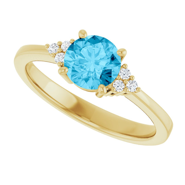 10K Gold Oval Lab-Grown Diamond Accented Ring - Yellow Gold - view 5