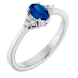 Platinum Oval Lab-Grown Blue Sapphire & Lab-Grown Diamond Accented Ring – 6x4mm