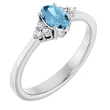 Platinum Oval Natural Sky Blue Topaz & Lab-Grown Diamond Accented Ring – 6x4mm