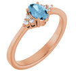 14K Gold Oval Natural Sky Blue Topaz & Lab-Grown Diamond Accented Ring – 6x4mm - Rose Gold