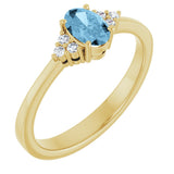 14K Gold Oval Natural Sky Blue Topaz & Lab-Grown Diamond Accented Ring – 6x4mm - Yellow Gold