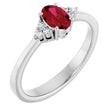 Platinum Oval Lab-Grown Ruby & Lab-Grown Diamond Accented Ring – 6x4mm