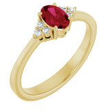 10K Gold Oval Lab-Grown Ruby & Lab-Grown Diamond Accented Ring – 6x4mm - Yellow Gold