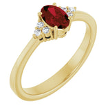 10K Gold Oval Natural Mozambique Garnet & Lab-Grown Diamond Accented Ring – 6x4mm - Yellow Gold