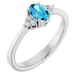 10K Gold Oval Lab-Grown Diamond Accented Ring - White Gold