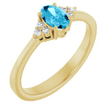 10K Gold Oval Lab-Grown Diamond Accented Ring - Yellow Gold