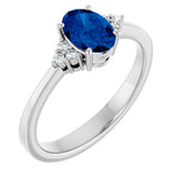 Platinum Oval Lab-Grown Blue Sapphire & Lab-Grown Diamond Accented Ring – 6x4mm