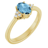 10K Gold Oval Natural Sky Blue Topaz & Lab-Grown Diamond Accented Ring – 6x4mm - Yellow Gold