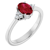Platinum Oval Lab-Grown Ruby & Lab-Grown Diamond Accented Ring – 6x4mm