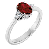 Platinum Oval Natural Mozambique Garnet & Lab-Grown Diamond Accented Ring – 6x4mm