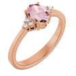 14K Gold Oval Natural Pink Morganite & Natural Diamond Accented Ring – 7mm Stones