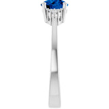 10K Gold Oval Lab-Grown Blue Sapphire & Lab-Grown Diamond Accented Ring – 6x4mm - White Gold - view 4
