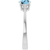 10K Gold Oval Natural Sky Blue Topaz & Lab-Grown Diamond Accented Ring – 6x4mm - White Gold - view 4