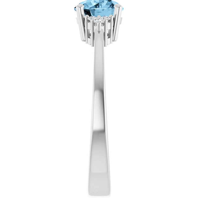 10K Gold Oval Natural Sky Blue Topaz & Lab-Grown Diamond Accented Ring – 6x4mm - White Gold - view 4