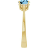 10K Gold Oval Natural Sky Blue Topaz & Lab-Grown Diamond Accented Ring – 6x4mm - Yellow Gold - view 4