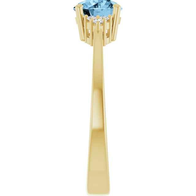 10K Gold Oval Natural Sky Blue Topaz & Lab-Grown Diamond Accented Ring – 6x4mm - Yellow Gold - view 4
