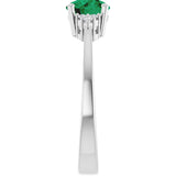 10K Gold Oval Lab-Grown Emerald & Lab-Grown Diamond Accented Ring – 6x4mm - White Gold - view 4