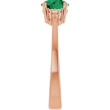 14K Gold Oval Lab-Grown Emerald & Lab-Grown Diamond Accented Ring – 6-8mm Stones - Rose Gold - view 4
