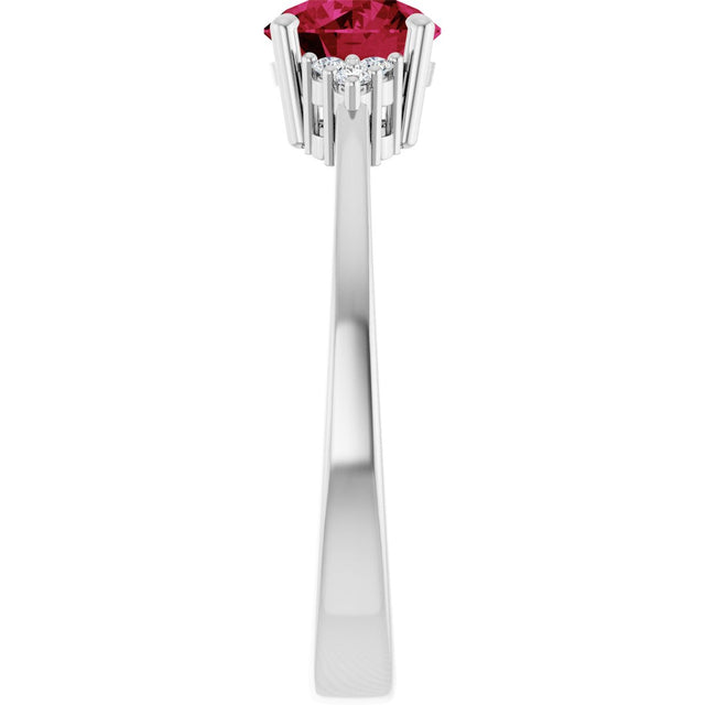 10K Gold Oval Lab-Grown Ruby & Lab-Grown Diamond Accented Ring – 6x4mm - White Gold - view 4