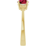 10K Gold Oval Lab-Grown Ruby & Lab-Grown Diamond Accented Ring – 6x4mm - Yellow Gold - view 4