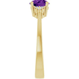 10K Gold Oval Natural Amethyst & Lab-Grown Diamond Accented Ring – 6x4mm - Yellow Gold - view 4