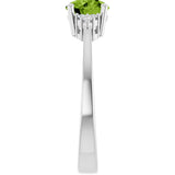 10K Gold Oval Natural Peridot & Lab-Grown Diamond Accented Ring – 6x4mm - White Gold - view 4