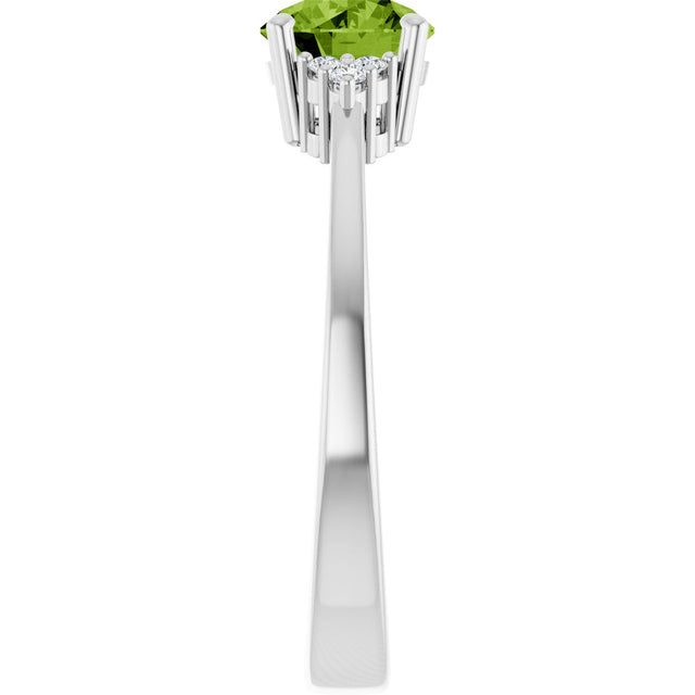 10K Gold Oval Natural Peridot & Lab-Grown Diamond Accented Ring – 6x4mm - White Gold - view 4