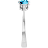10K Gold Oval Lab-Grown Diamond Accented Ring - White Gold - view 4
