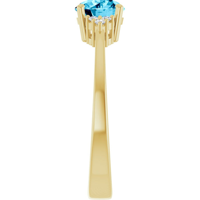 10K Gold Oval Lab-Grown Diamond Accented Ring - Yellow Gold - view 4
