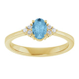 10K Gold Oval Natural Sky Blue Topaz & Lab-Grown Diamond Accented Ring – 6x4mm - Yellow Gold - view 3