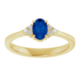 10K Gold Oval Lab-Grown Blue Sapphire & Lab-Grown Diamond Accented Ring – 6x4mm - Yellow Gold - view 3