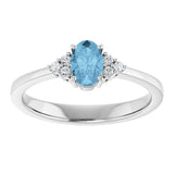 10K Gold Oval Natural Sky Blue Topaz & Lab-Grown Diamond Accented Ring – 6x4mm - White Gold - view 3