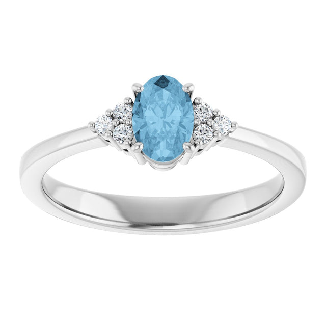 10K Gold Oval Natural Sky Blue Topaz & Lab-Grown Diamond Accented Ring – 6x4mm - White Gold - view 3