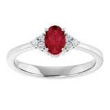 10K Gold Oval Lab-Grown Ruby & Lab-Grown Diamond Accented Ring – 6x4mm - White Gold - view 3