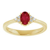 10K Gold Oval Lab-Grown Ruby & Lab-Grown Diamond Accented Ring – 6x4mm - Yellow Gold - view 3