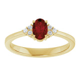 10K Gold Oval Natural Mozambique Garnet & Lab-Grown Diamond Accented Ring – 6x4mm - Yellow Gold - view 3