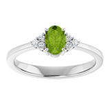 10K Gold Oval Natural Peridot & Lab-Grown Diamond Accented Ring – 6x4mm - White Gold - view 3